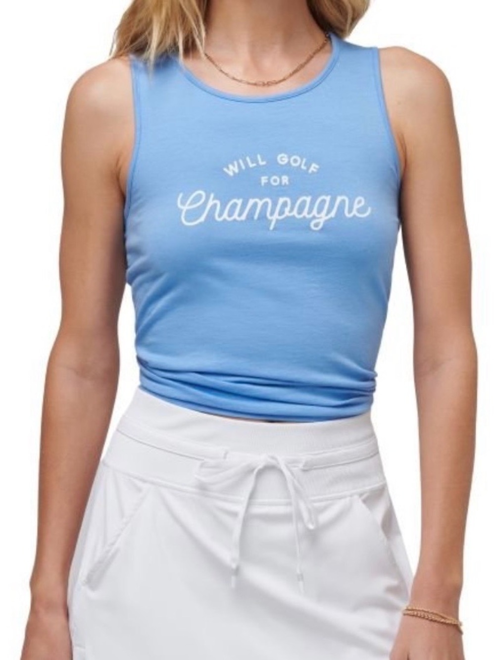 Travis Mathew Sky Blue 'Will Golf For Champagne' Sleeveless Tank